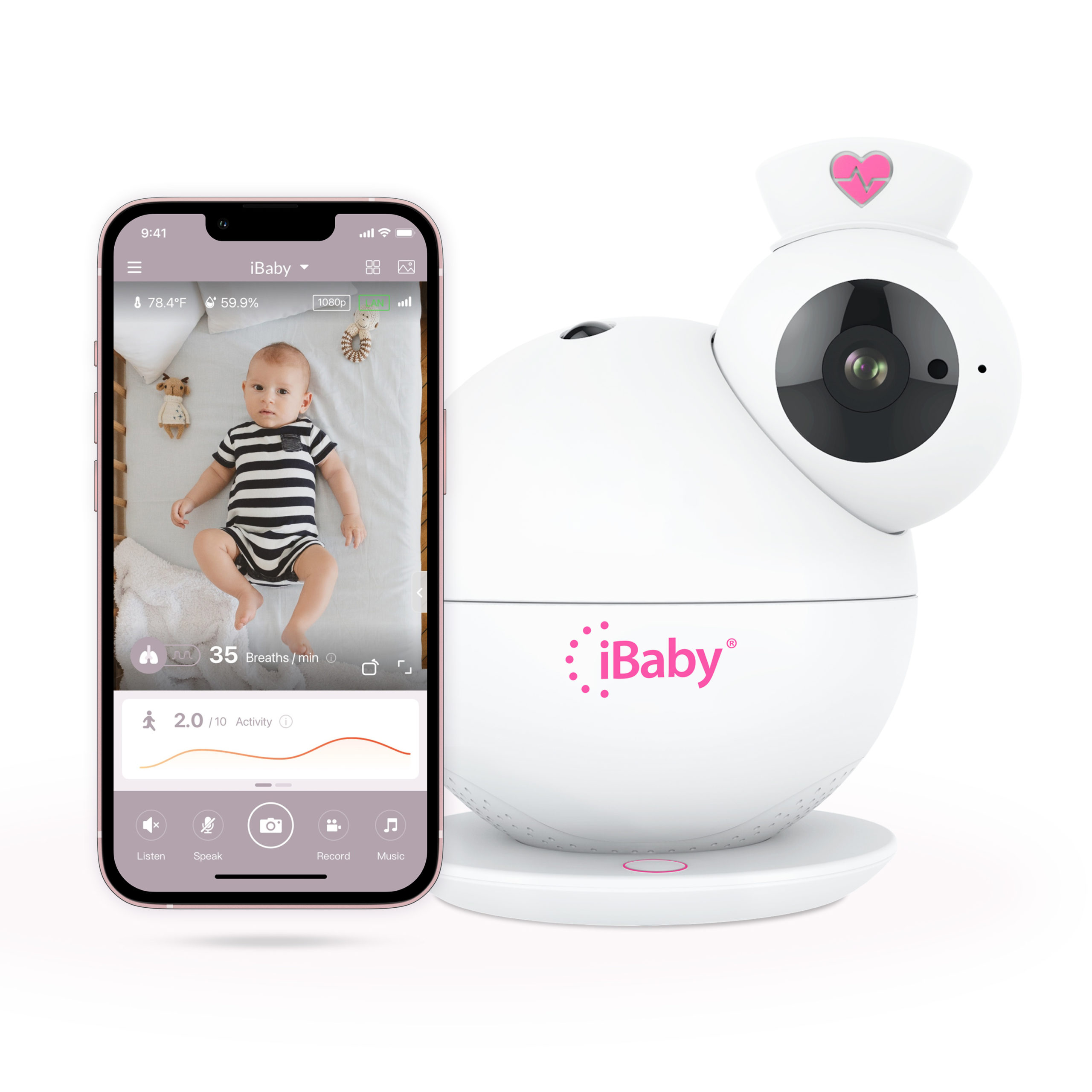 iBaby i6 2K Contactless Breathing & Movement Baby Monitor remote